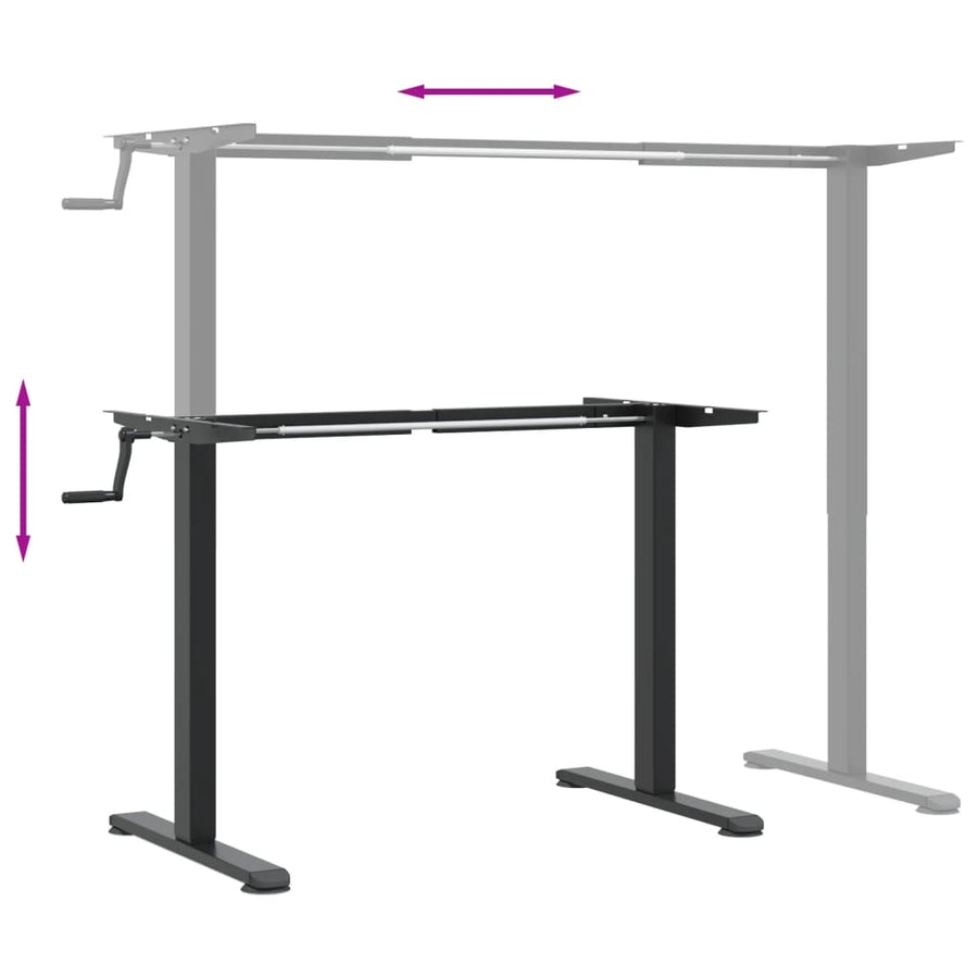 Zit-Sta Bureauframe (94-135)X60X(70-114) Cm Staal Zwart