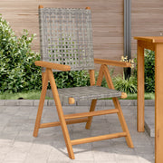 Tuinstoelen 2 st massief acaciahout poly rattan grijs 57x70x109 cm