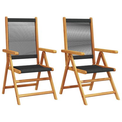 Tuinstoelen 2 st massief acaciahout en polypropeen zwart
