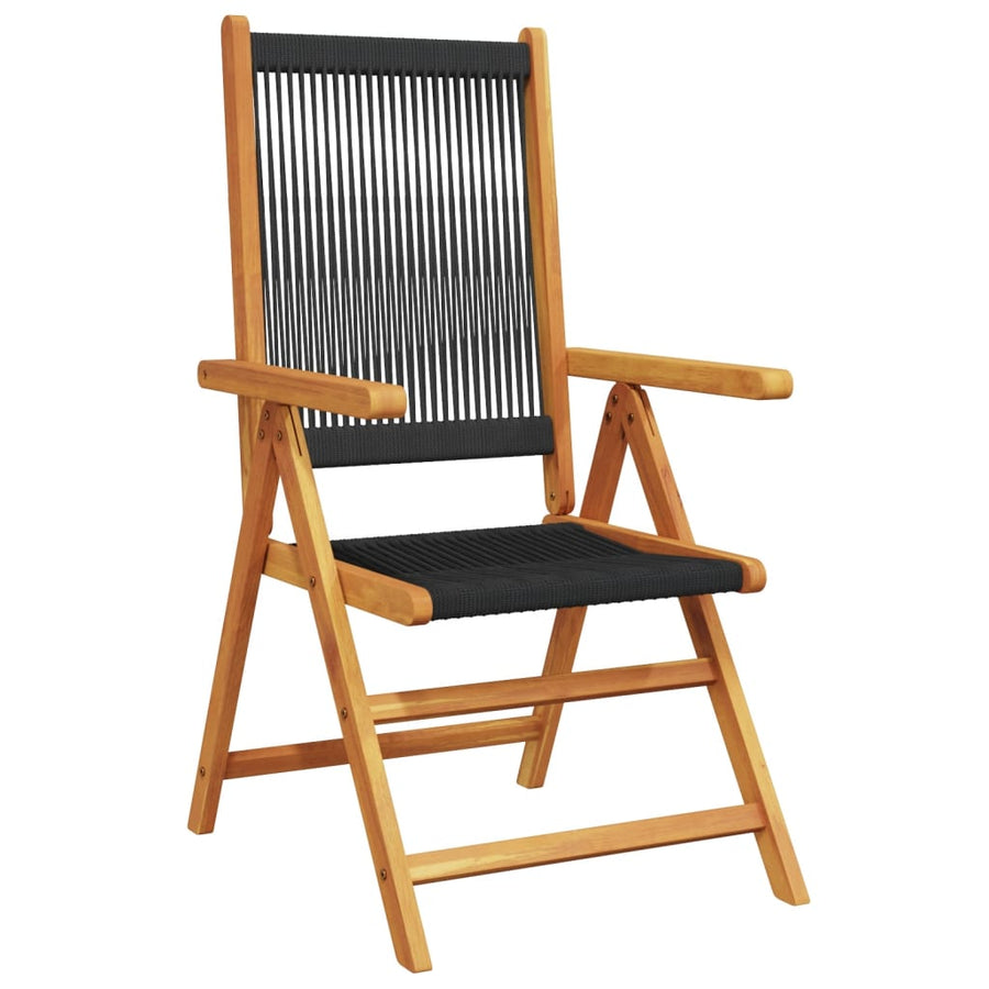 Tuinstoelen 2 st massief acaciahout en polypropeen zwart