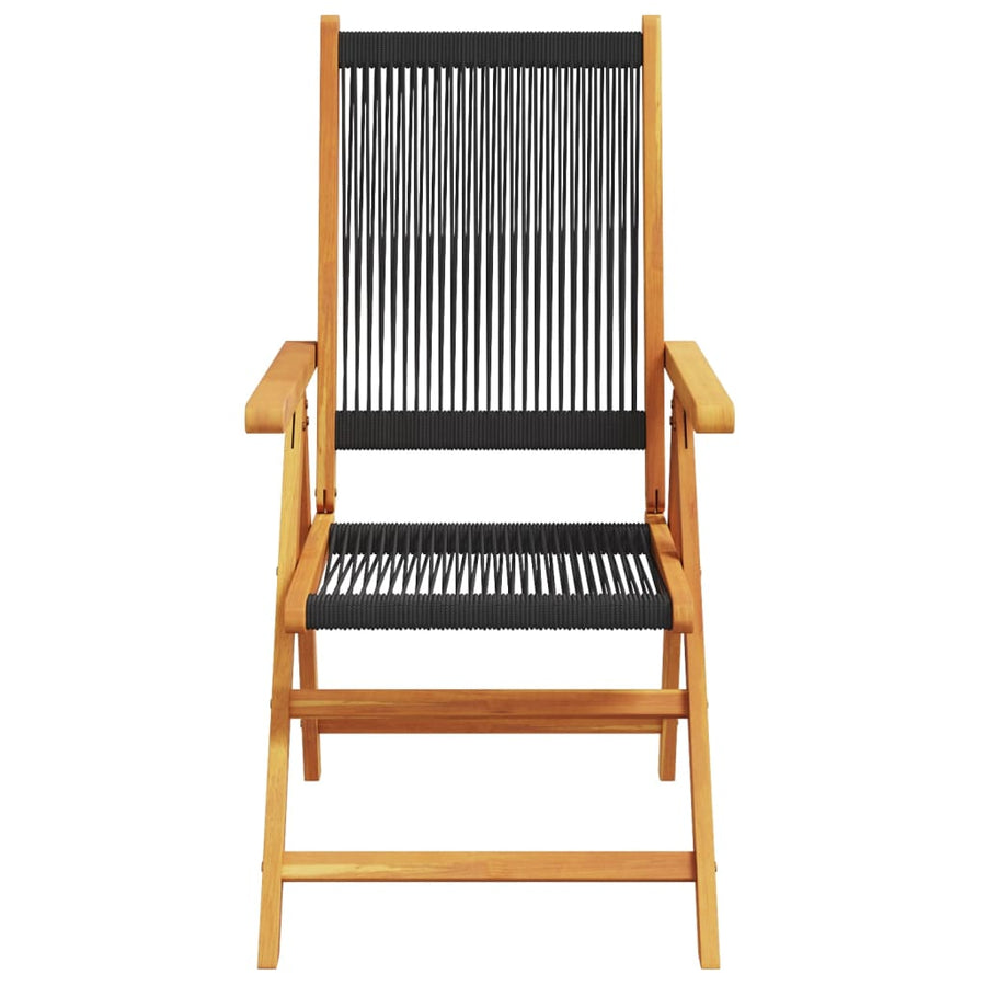 Tuinstoelen 2 st massief acaciahout en polypropeen zwart