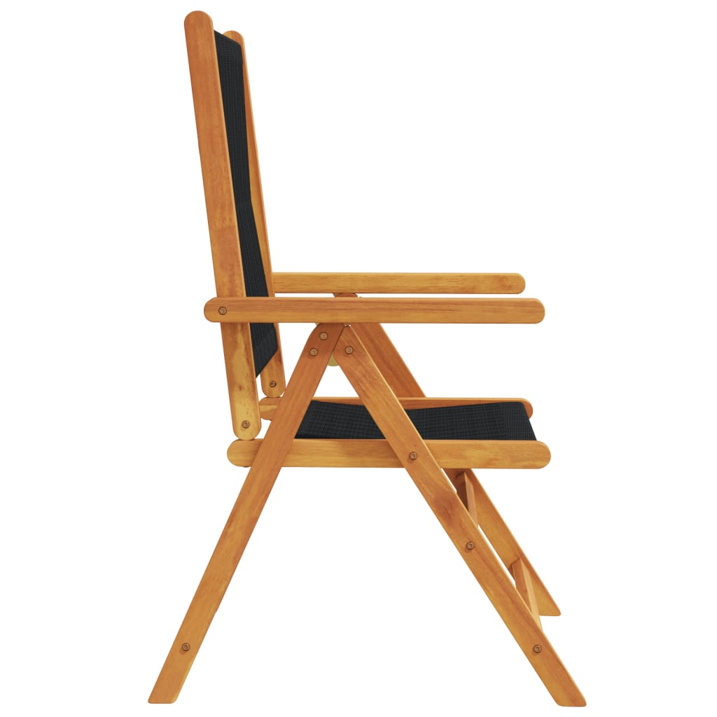 Tuinstoelen 2 st massief acaciahout en polypropeen zwart