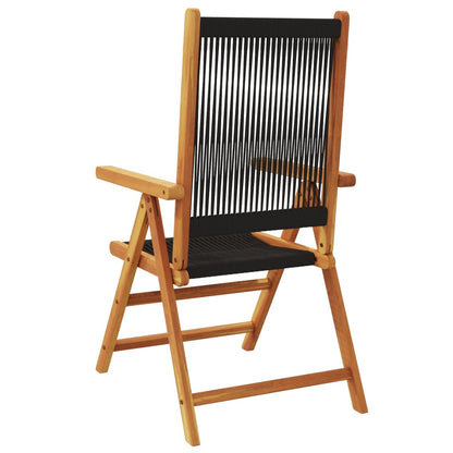 Tuinstoelen 2 st massief acaciahout en polypropeen zwart