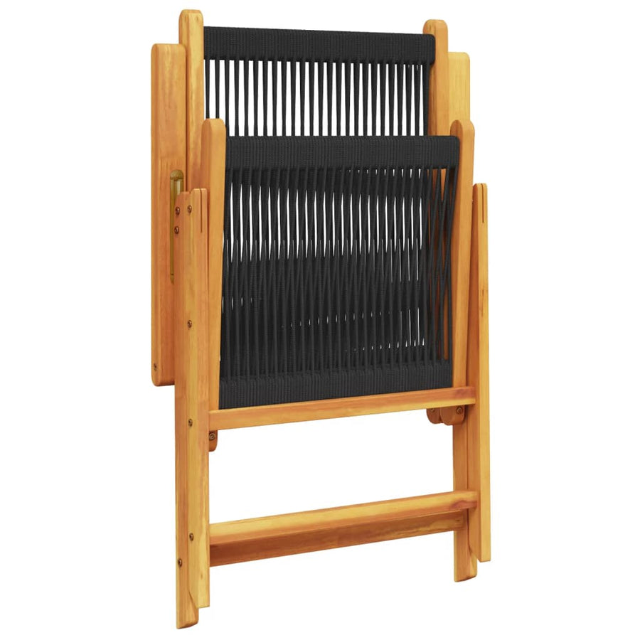 Tuinstoelen 2 st massief acaciahout en polypropeen zwart