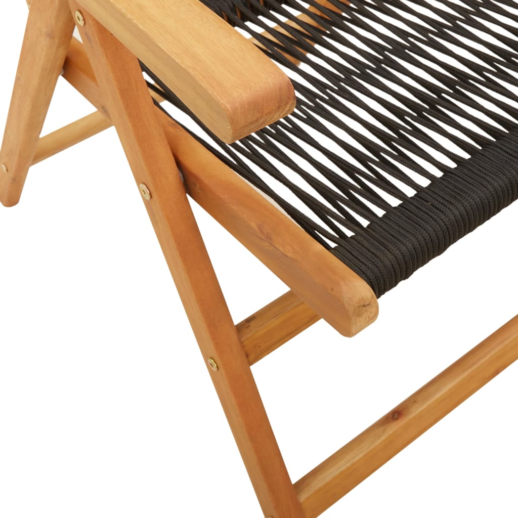 Tuinstoelen 2 st massief acaciahout en polypropeen zwart