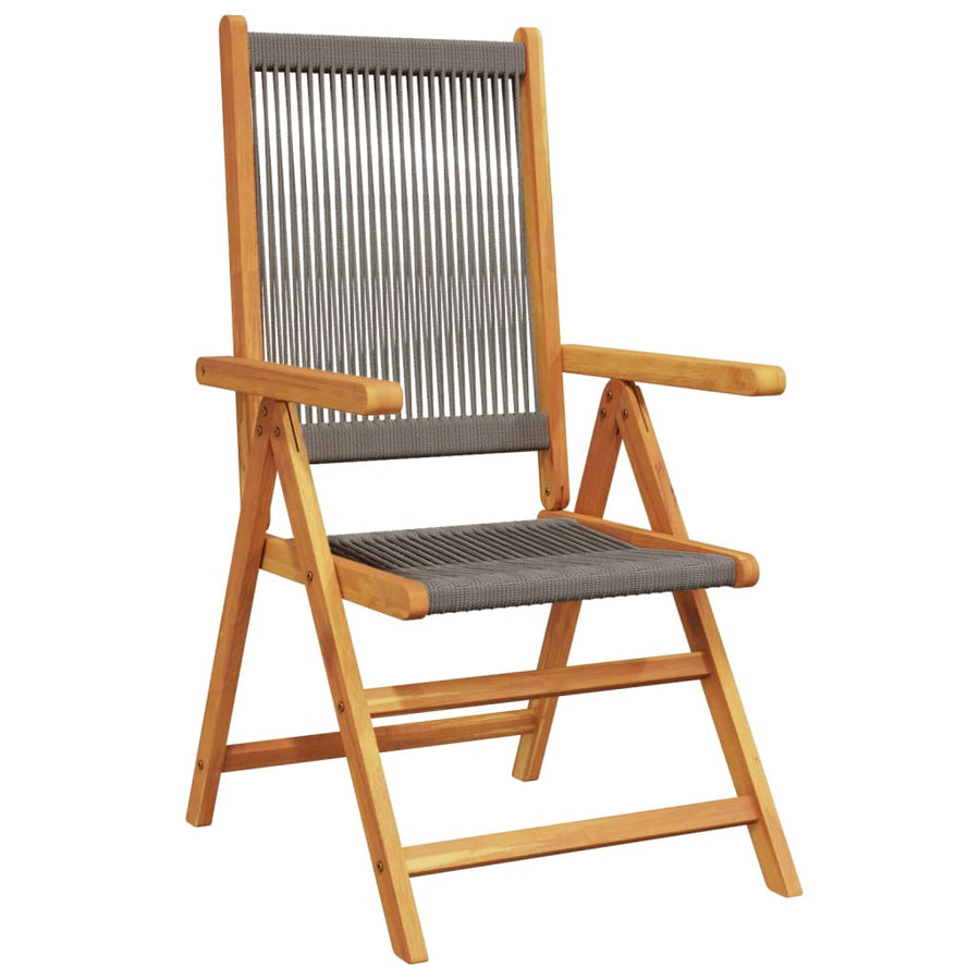 Tuinstoelen 2 st massief acaciahout en polypropeen grijs