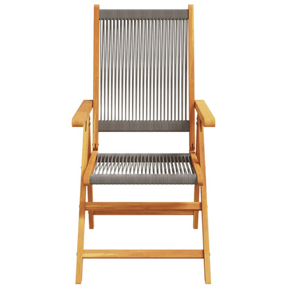 Tuinstoelen 2 st massief acaciahout en polypropeen grijs