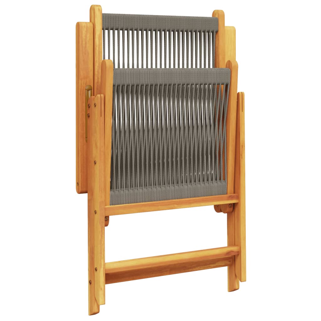 Tuinstoelen 2 st massief acaciahout en polypropeen grijs