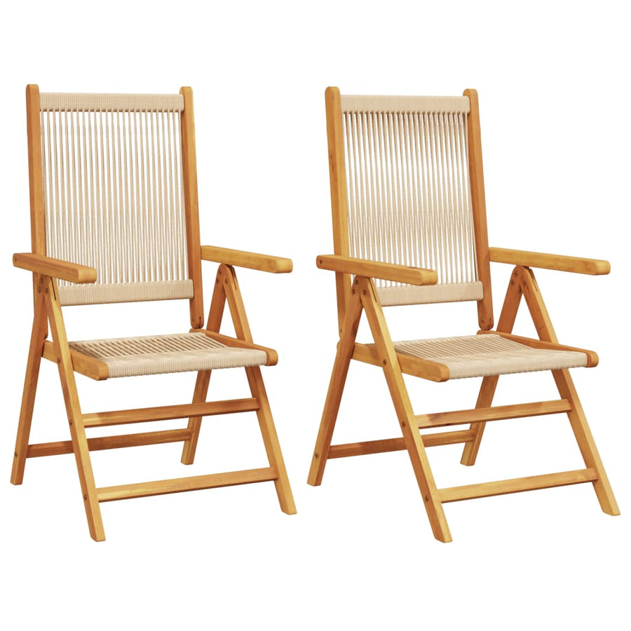 Tuinstoelen 2 st massief acaciahout en polypropeen beige