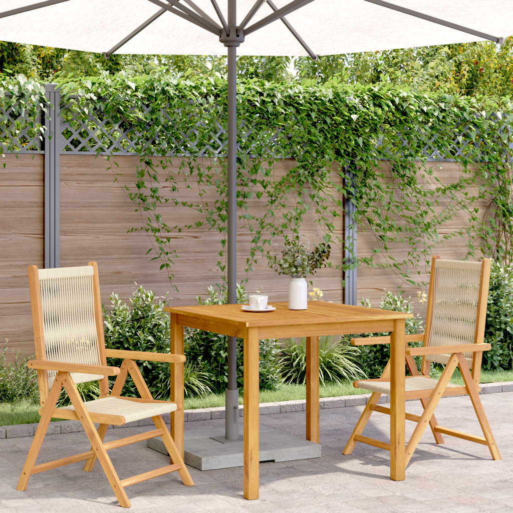 Tuinstoelen 2 st massief acaciahout en polypropeen beige