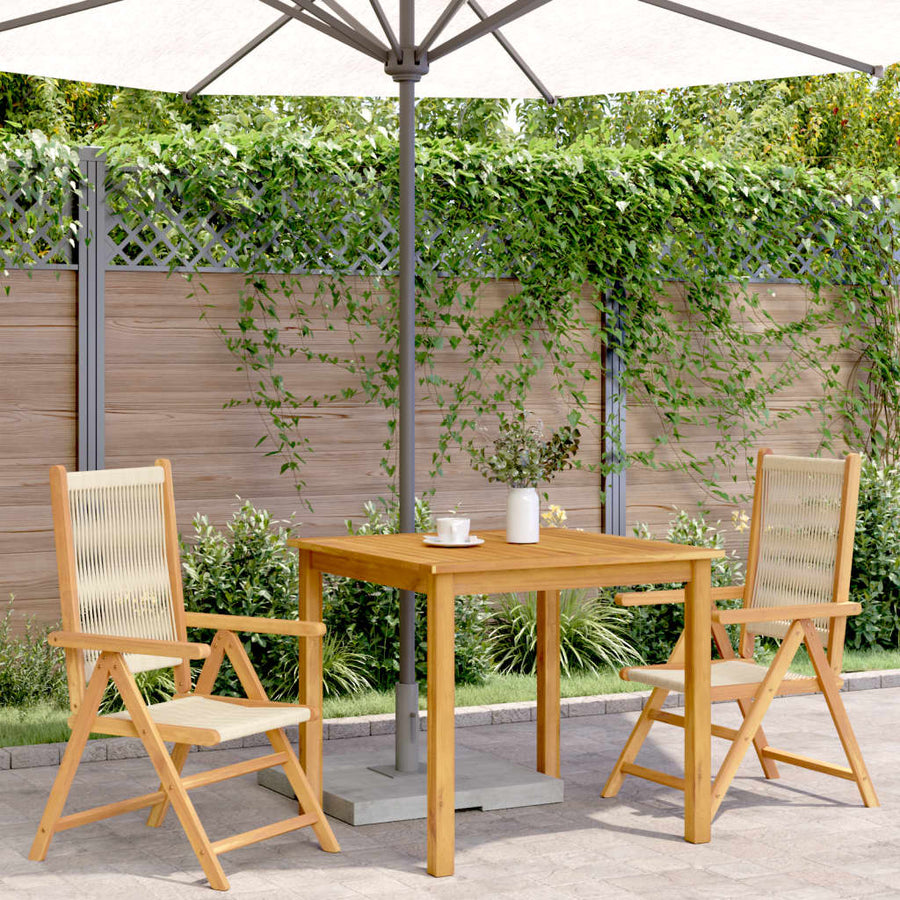 Tuinstoelen 2 st massief acaciahout en polypropeen beige