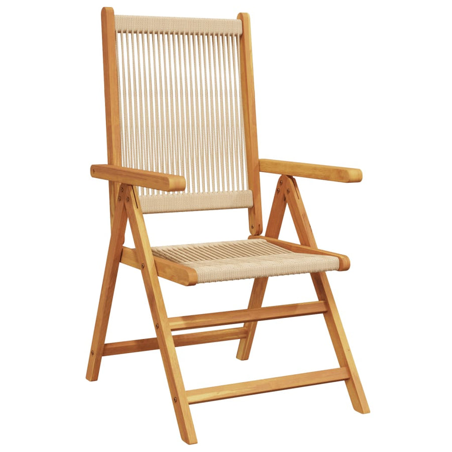 Tuinstoelen 2 st massief acaciahout en polypropeen beige