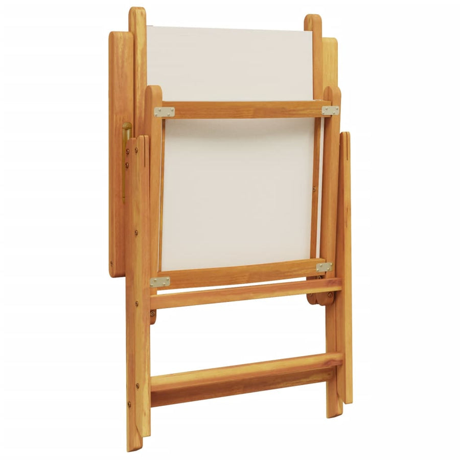 Tuinstoelen 2 st inklapbaar acaciahout en stof crèmewit