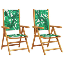 Tuinstoelen 2 st bladpatroon massief acaciahout en stof