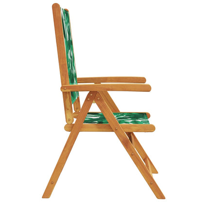 Tuinstoelen 2 st bladpatroon massief acaciahout en stof