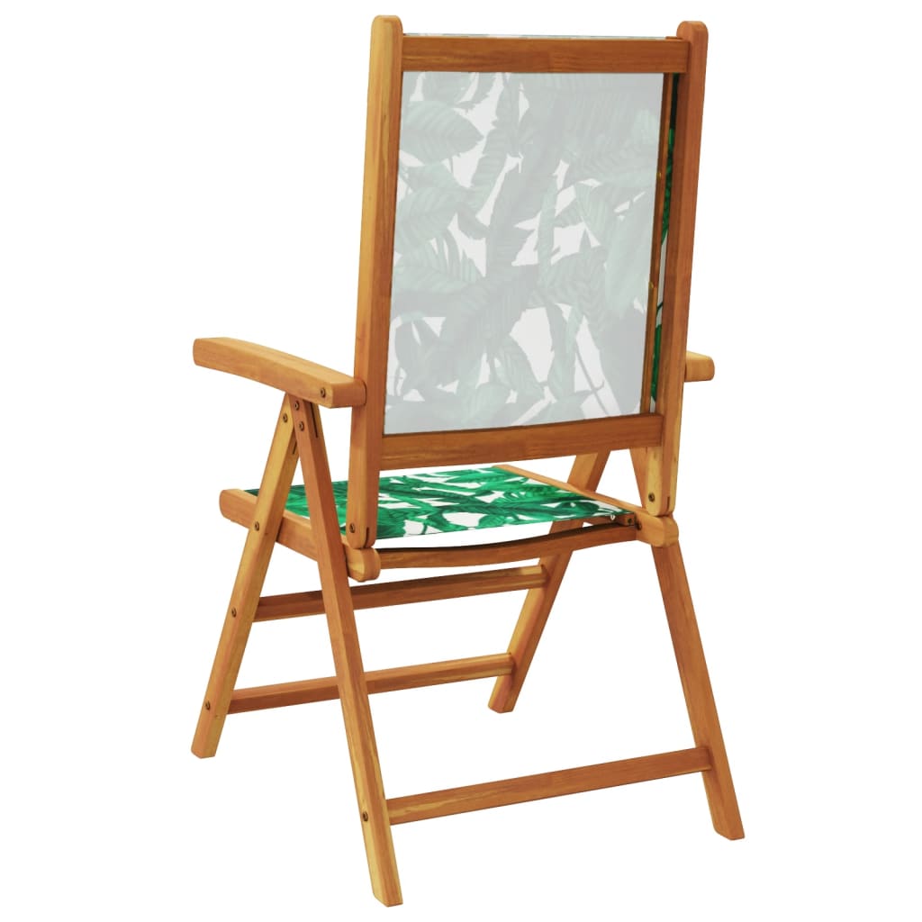 Tuinstoelen 2 st bladpatroon massief acaciahout en stof