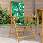 Garden chairs 2 pcs leaf pattern solid acacia wood and fabric