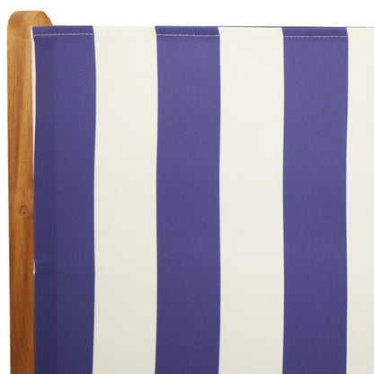 Tuinstoelen 2 st massief acaciahout en stof blauw en wit
