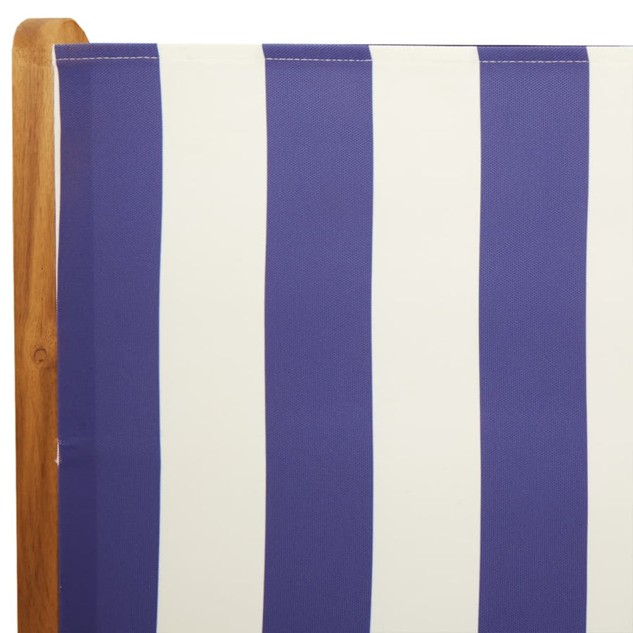 Tuinstoelen 2 st massief acaciahout en stof blauw en wit