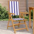 Garden Chairs 2 pcs solid acacia wood and fabric blue and white