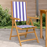 Tuinstoelen 2 st massief acaciahout stof blauw wit