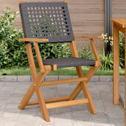 Tuinstoelen 2 st massief acaciahout poly rattan zwart 54x57x91 cm