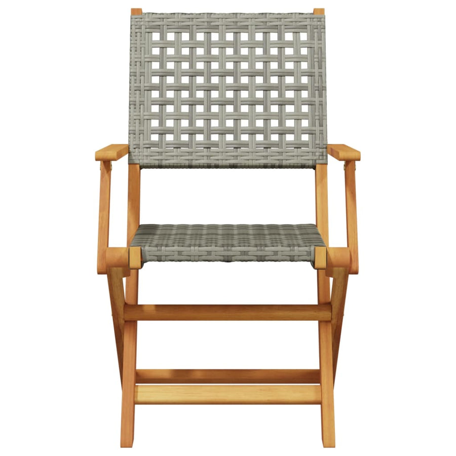 Tuinstoelen 2 st massief acaciahout en poly rattan grijs