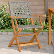 Tuinstoelen 2 stuks massief acaciahout poly rattan grijs 54x57x91 cm