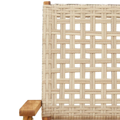 Tuinstoelen 2 st massief acaciahout en poly rattan beige