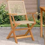 Tuinstoelen 2 st massief acaciahout poly rattan beige 54x57x91 cm