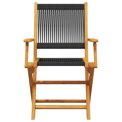 Tuinstoelen 2 st massief acaciahout en polypropeen zwart