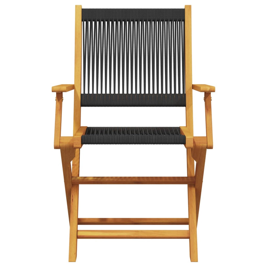 Tuinstoelen 2 st massief acaciahout en polypropeen zwart