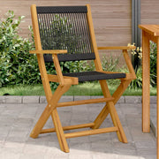 Tuinstoelen 2 st massief acaciahout polypropeen zwart