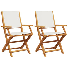 Tuinstoelen 2 st inklapbaar acaciahout en stof crèmewit