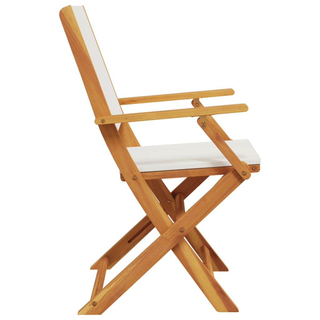 Tuinstoelen 2 st inklapbaar acaciahout en stof crèmewit