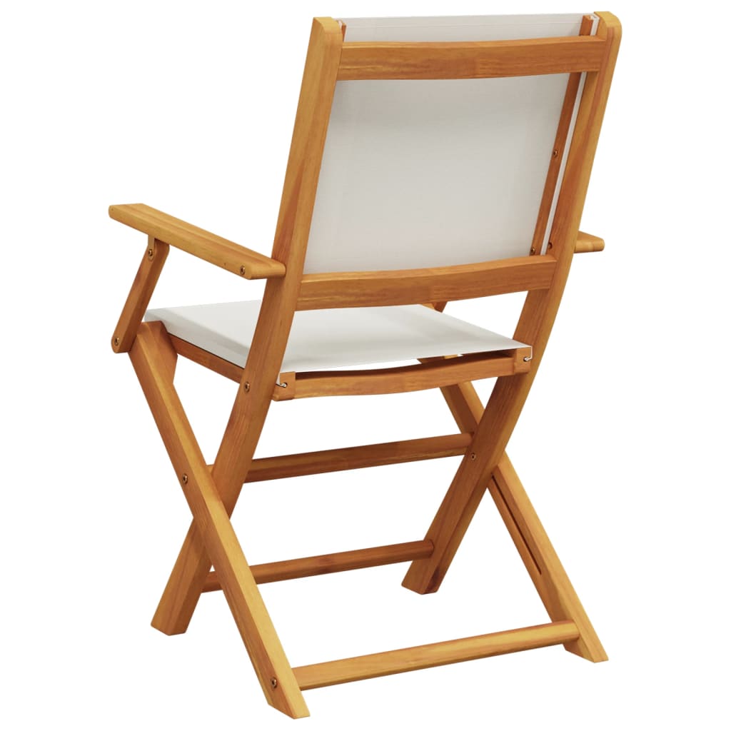 Tuinstoelen 2 st inklapbaar acaciahout en stof crèmewit