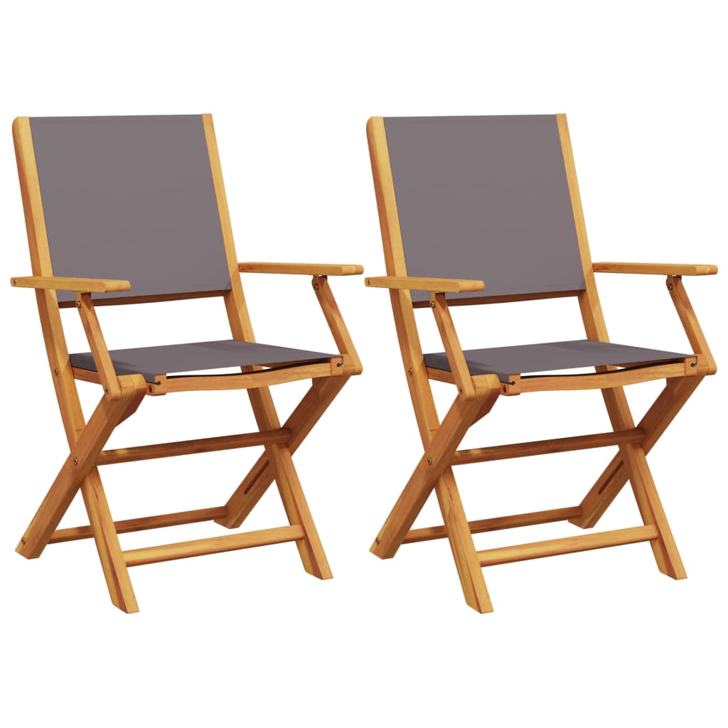 Tuinstoelen 2 st inklapbaar acaciahout en stof antracietkleurig