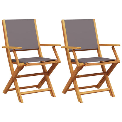Tuinstoelen 2 st inklapbaar acaciahout en stof antracietkleurig