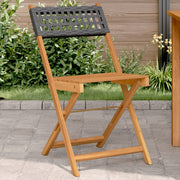 Bistrostoelen 2 st massief acaciahout poly rattan zwart