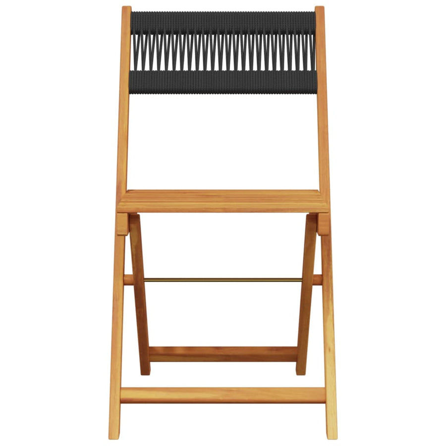 Bistrostoelen 2 st massief acaciahout en polypropeen zwart