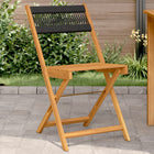 Bistro Chairs 2 pcs Solid Acacia Wood and Rope Black