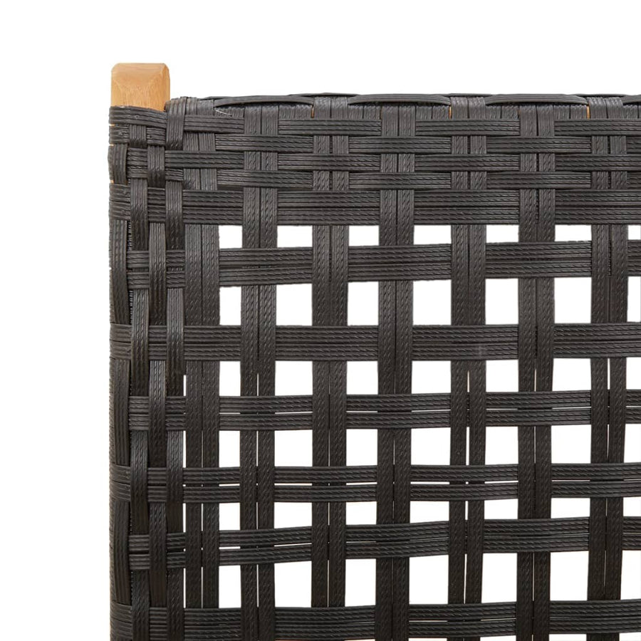 Tuinstoelen 2 st massief acaciahout en poly rattan zwart