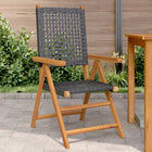 Garden Chairs 2 pcs solid acacia wood and poly rattan black