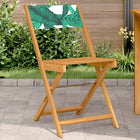 Bistro Chairs 2 pcs leaf pattern solid acacia wood and fabric