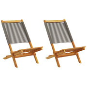 Tuinstoelen 2 st massief acaciahout polypropeen grijs
