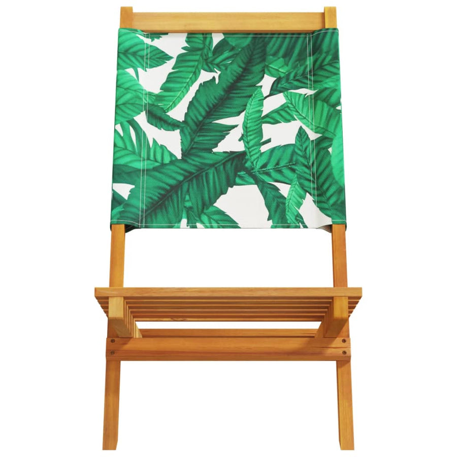 Tuinstoelen 2 st bladpatroon massief acaciahout en stof