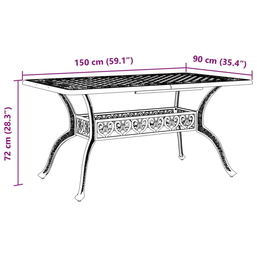 Tuintafel 150X90X72 Cm Gietaluminium Kleurig Brons