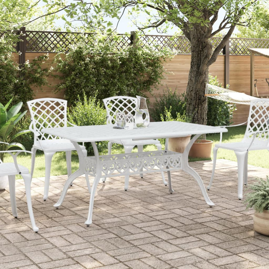 Tuintafel 150X90X72 Cm Gietaluminium Wit