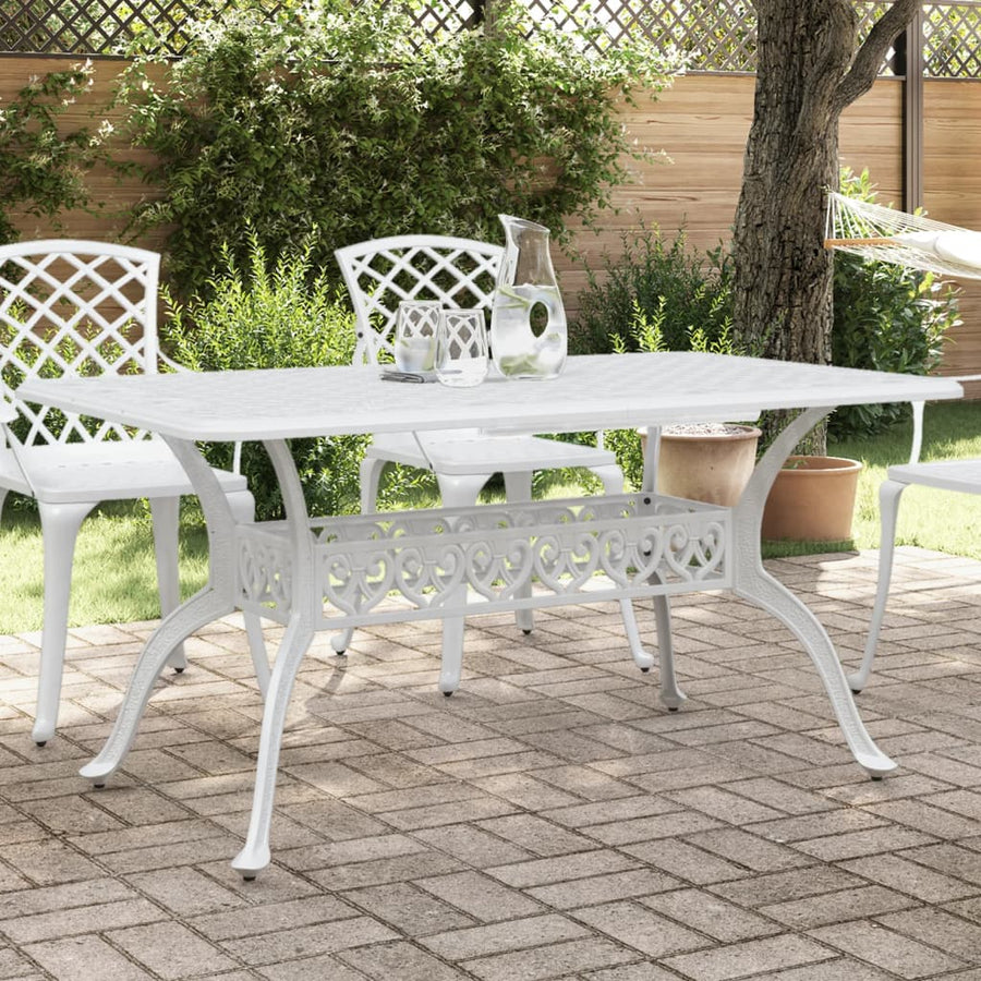 Tuintafel 150X90X72 Cm Gietaluminium Wit