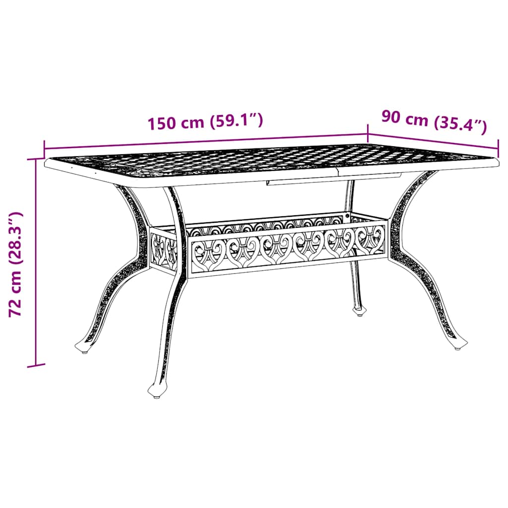 Tuintafel 150x90x72 cm gietaluminium groen